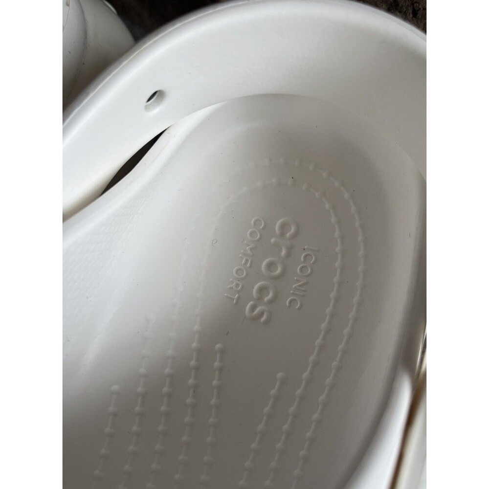 Crocs Mega Crush Women's 9 Men's 7 Platform Sandals - White w/ Jibbitz Charms - Picture 7 of 16